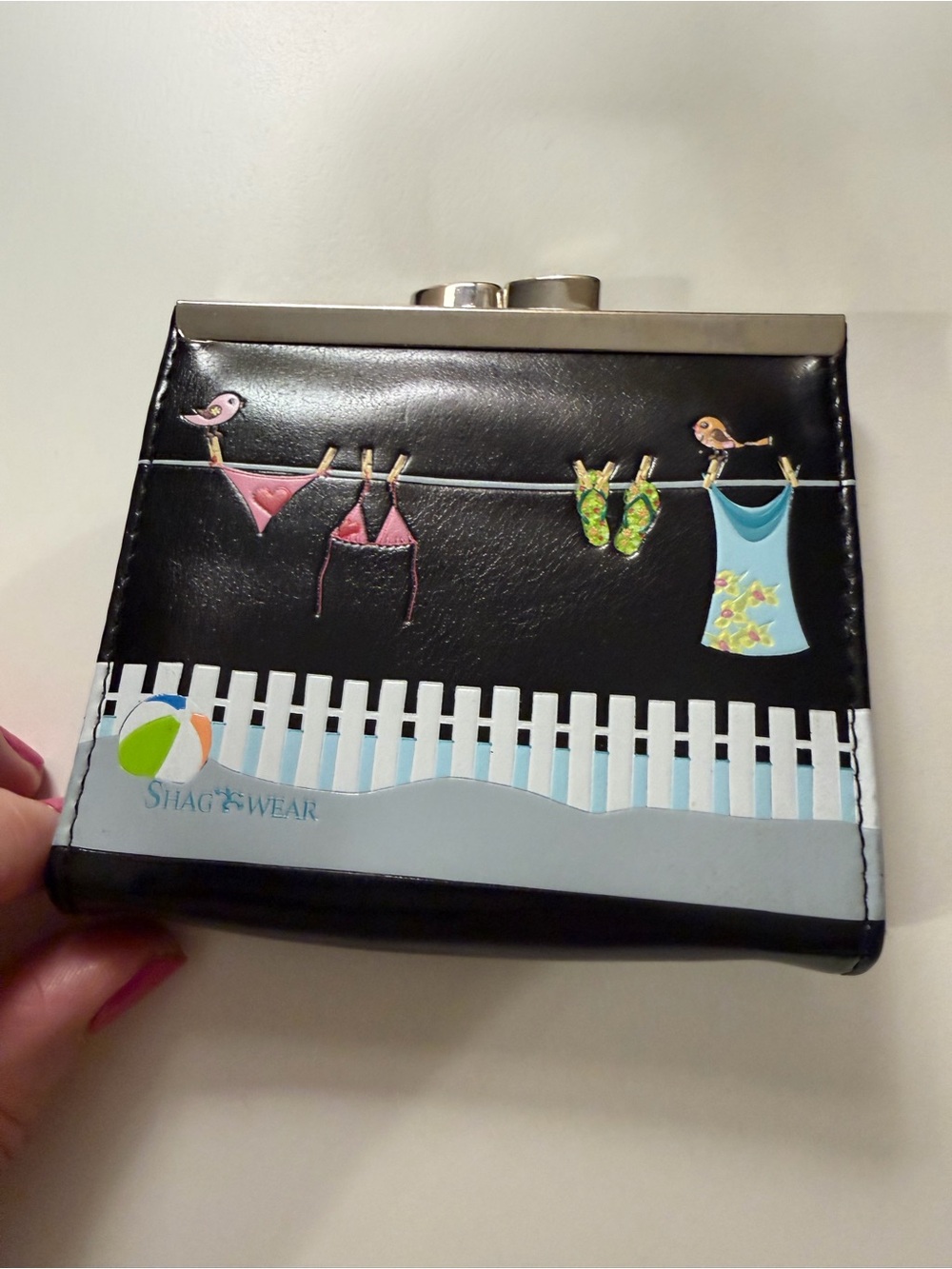 Novelty Beach Clip-Top Wallet with Clothesline Graphic by swag wear
